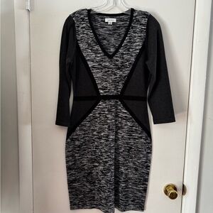 Calvin Klein Charcoal and Black Long Sleeve Dress